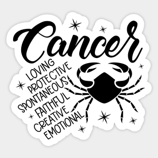 Cancer Zodiac Sign Positive Personality Traits Sticker